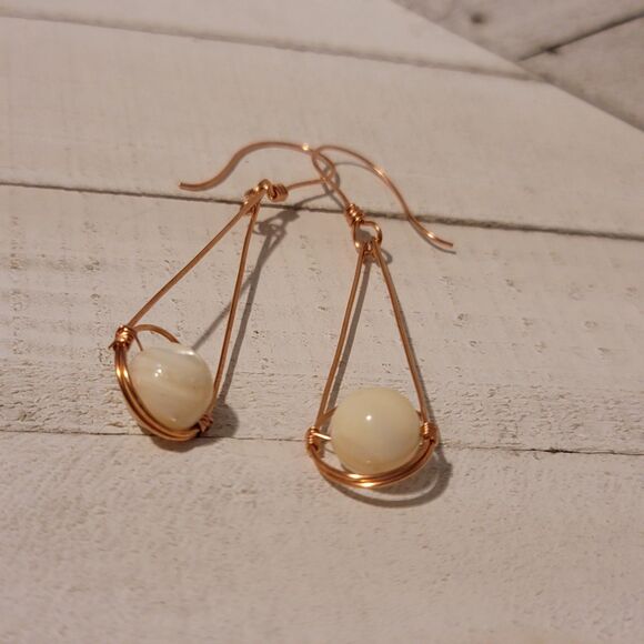 Handmade Mother Of Pearl Tear Drop Earrings - Picture 4 of 4